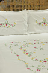 King Size Premium Machine Embroidery Bedsheet Set with 2 Pillow Covers (108x108")
