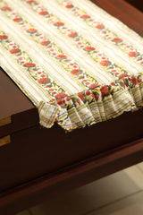 Onam Handblock Table Runner with Ruffled Edges - 4 seater