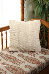 Off-White Diamond Geometric Tufted Cushion Cover