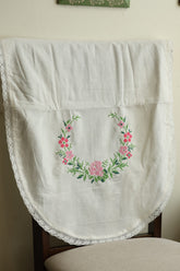 Floral Cross Stitch Embroidered Sofa Back / chair back Cover Set 3+1+1