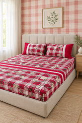 Bedsheets - King premium machine embroidery bedsheets lace bedsheets Xmas edition