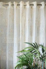 Curtains -Premium embroidered sheer curtain off white base