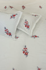 Premium Hand Embroidery Cotton King Size Bedsheet Set with 2 Pillow Covers HEK