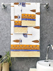 Handblock waffle towel set