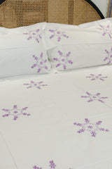 Premium Hand Embroidery Cotton King Size Bedsheet Set with 2 Pillow Covers HEK