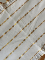 Onam Striped Table Runner with Ruffled Edges - 8seater