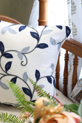 Navy Blue & Grey Vine Embroidered Cushion Cover - Pre booking