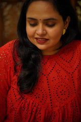 Red Hackoba Kurti Dress - Ready