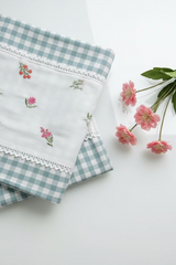 Check King Floral Embroidery Bedspread bed sheet