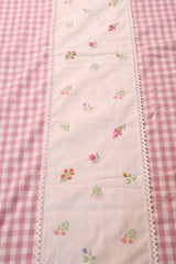 Bedsheets - King Premium check floral embroidery bedsheet