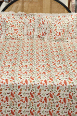 Bedsheets - Premium king floral printed lace bedsheet with cushion covers rose bud