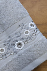 Premium Floral Embroidery Bath Towel – Pastel stella