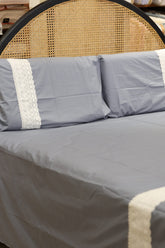Premium Soft Cotton Lace Bedsheet Set – King Size Vintage Eyelet Lace