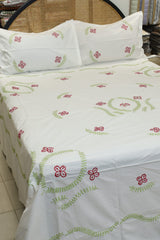 Premium Hand Embroidery Cotton King Size Bedsheet Set with 2 Pillow Covers HEK