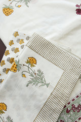 Bedsheets - King percale cotton handblock soft lily bedsheets