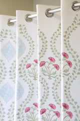 Curtains - Handblock printed curtains white base