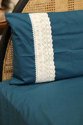 Premium Soft Cotton Lace Bedsheet Set – King Size Vintage Eyelet Lace