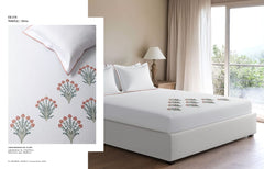Bedsheets - King Premium machine embroidery bedsheets Sansaar : Saembro white collection
