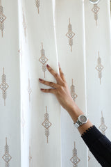 Premium Embroidery Opaque Curtain – Geometric Diamond Pattern Prebooking