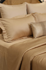 Champagne Luxe Cotton Bed Linen Ensemble with Duvet Cover Ddecor