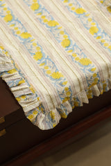 Onam Handblock Table Runner with Ruffled Edges - 4 seater