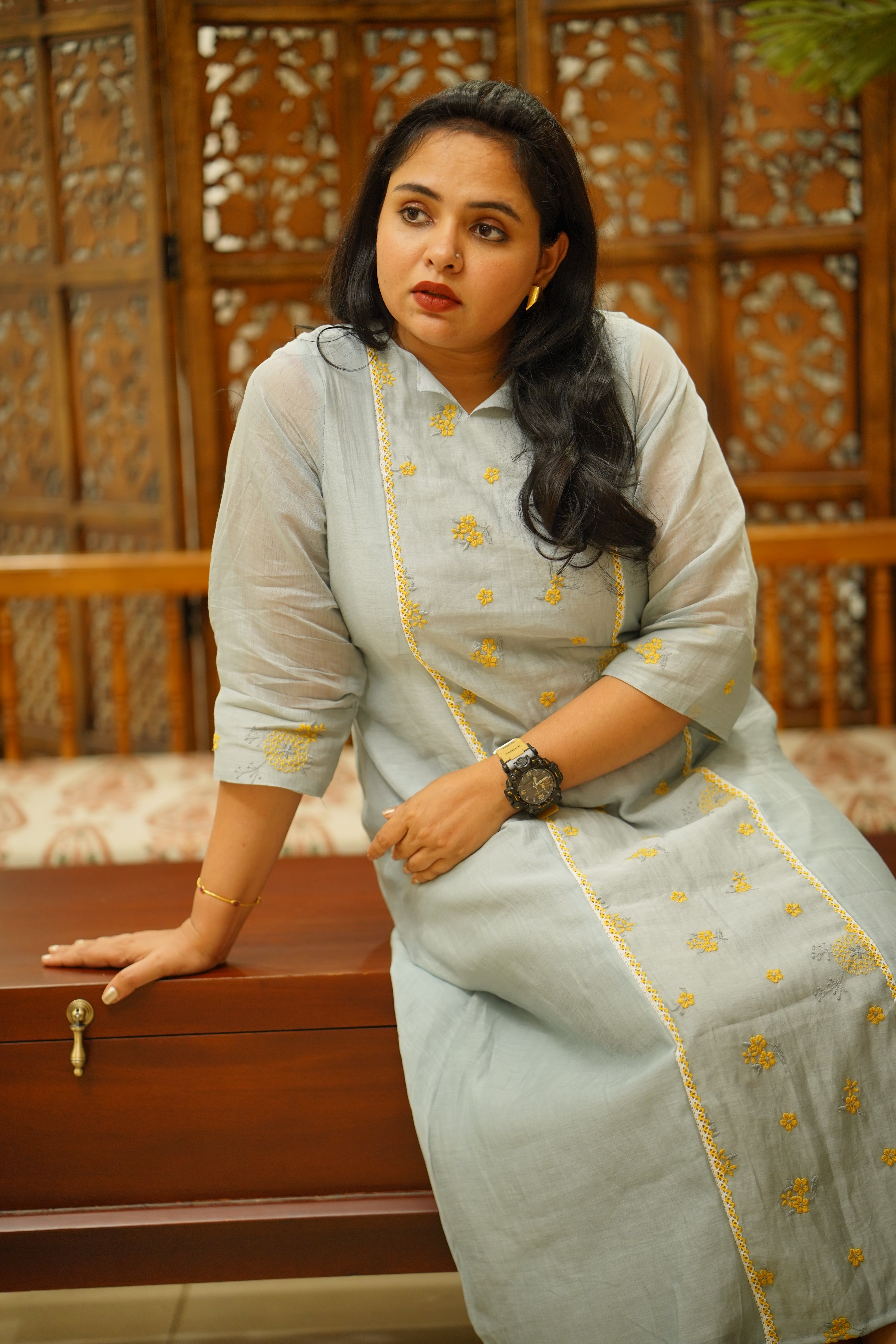 Kurti Dress : Blue and Yellow