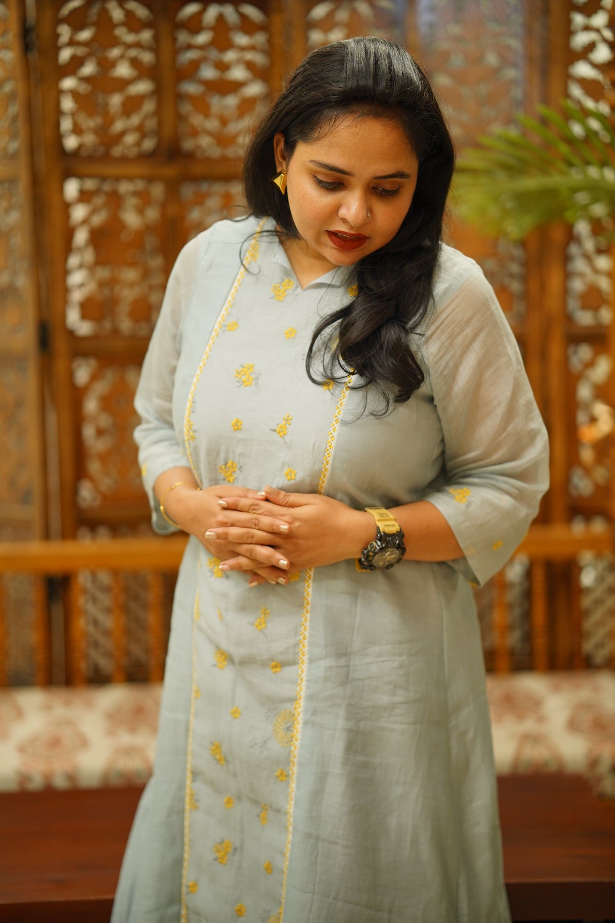 Kurti Dress : Blue and Yellow