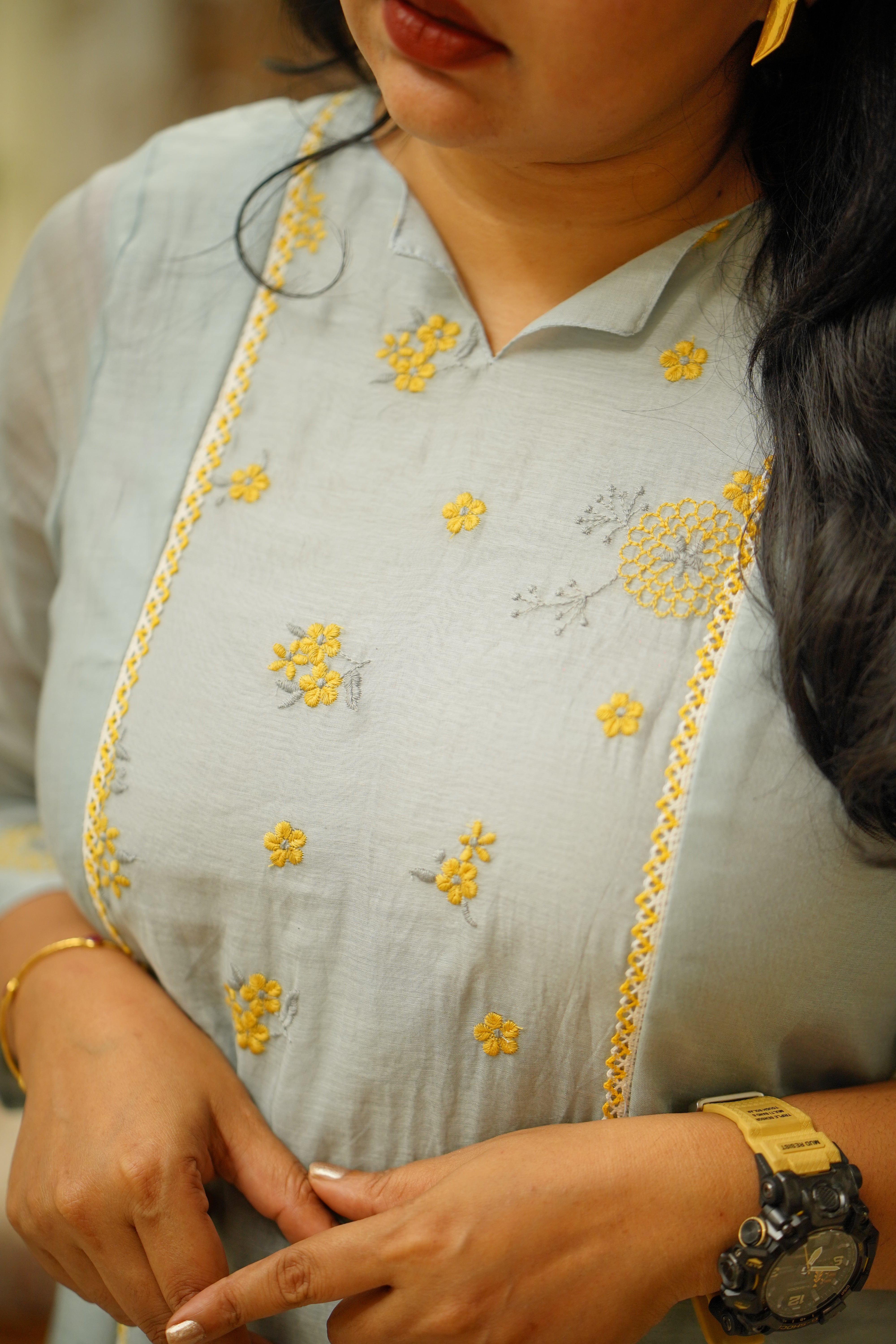 Kurti Dress : Blue and Yellow