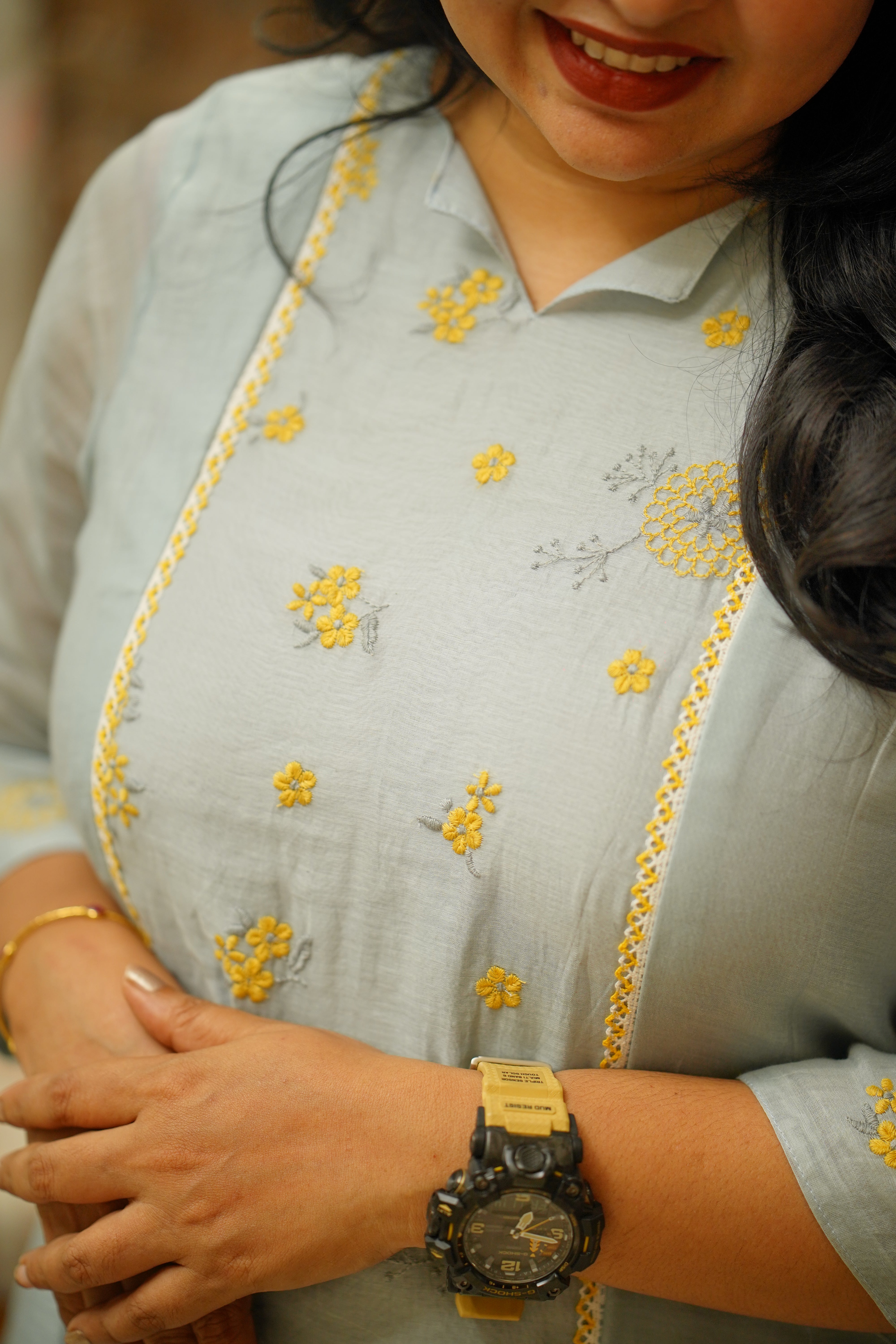 Kurti Dress : Blue and Yellow