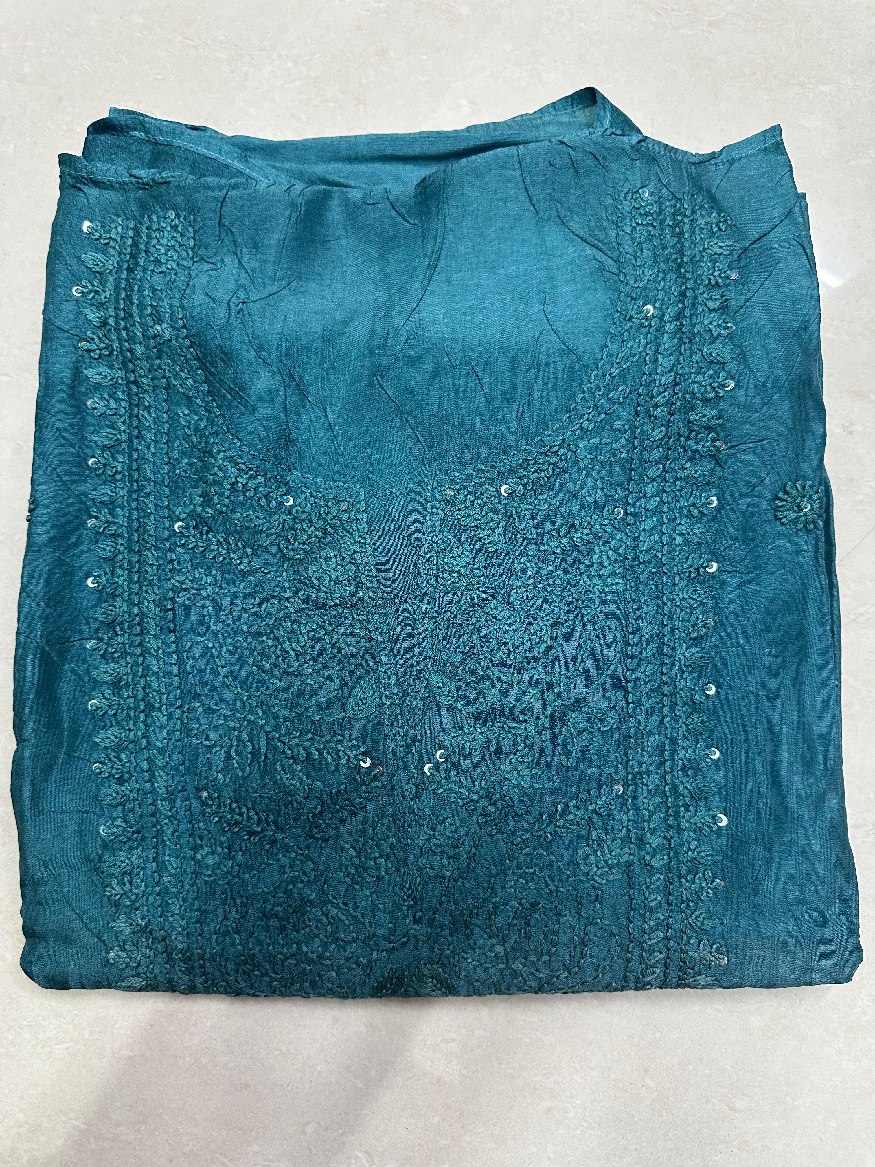 Pure Chikankari salwar suit - Deep Ocean green