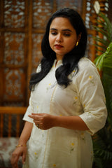 Kota Embroidery - White and Yellow