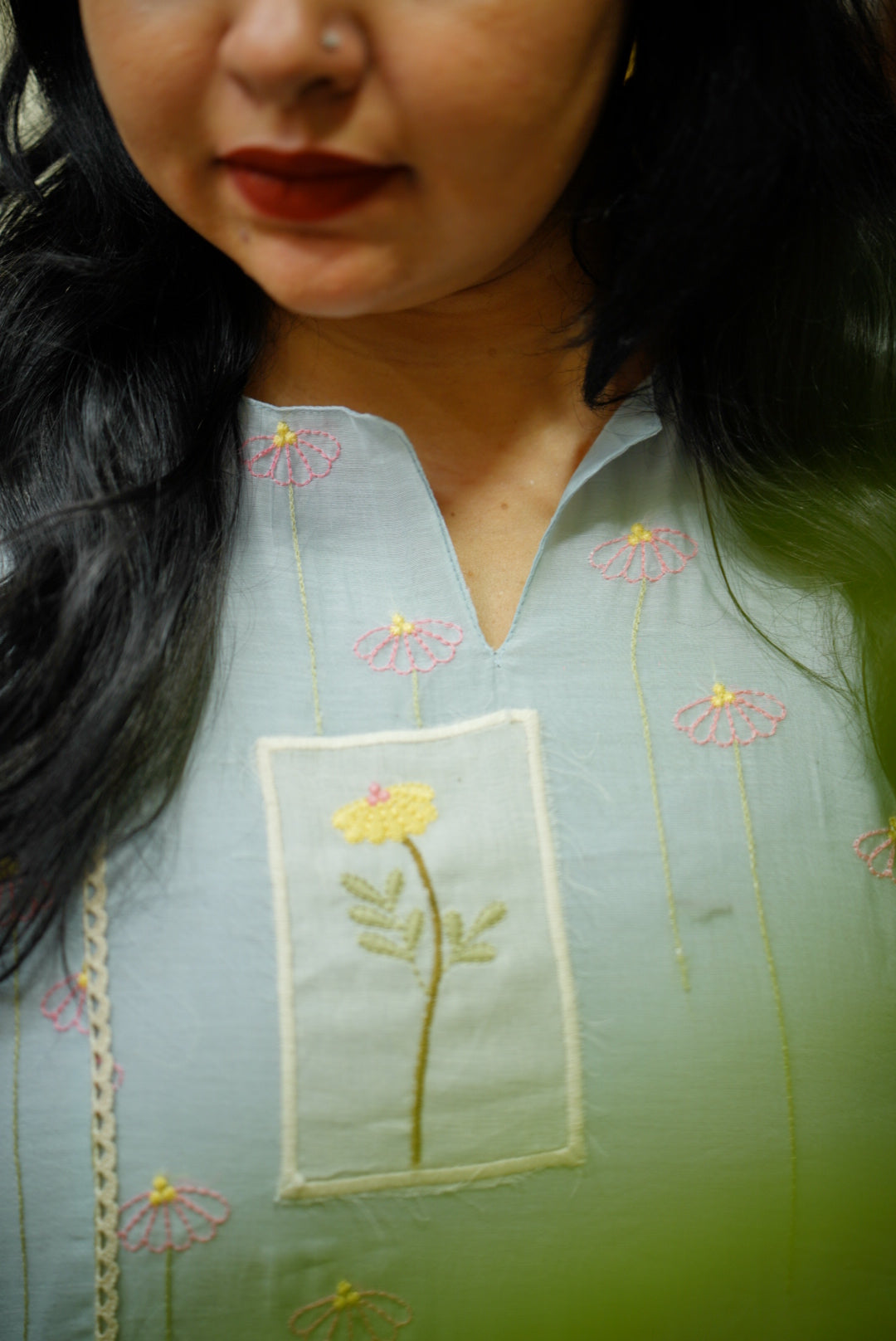 Blue Embroidery Kurti Dress