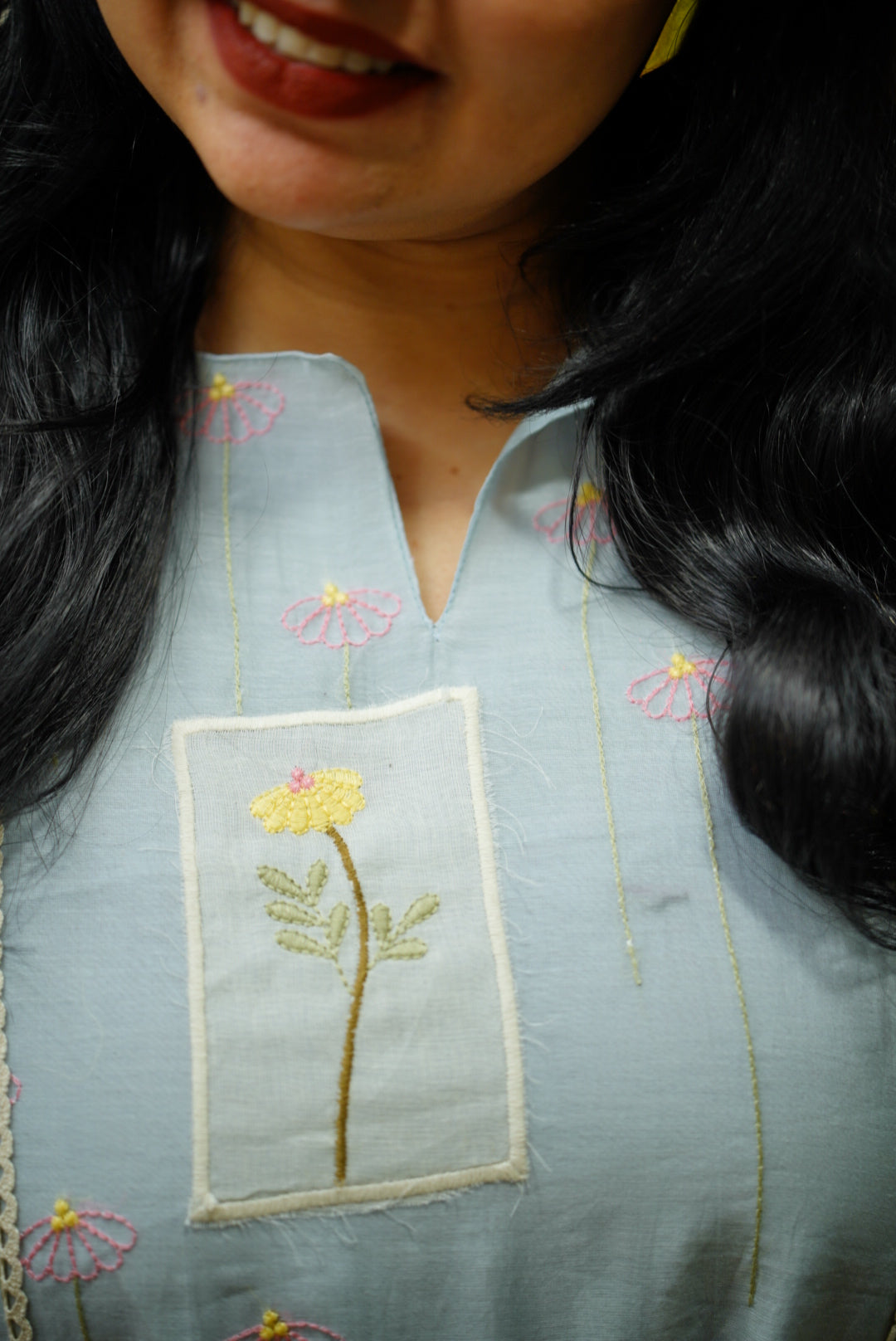 Blue Embroidery Kurti Dress