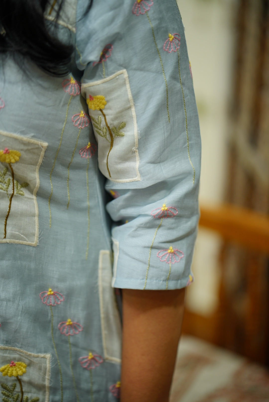 Blue Embroidery Kurti Dress