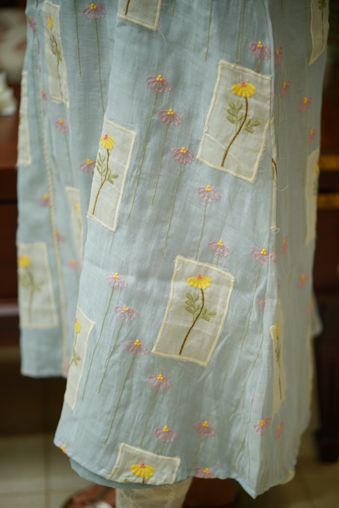 Blue Embroidery Kurti Dress