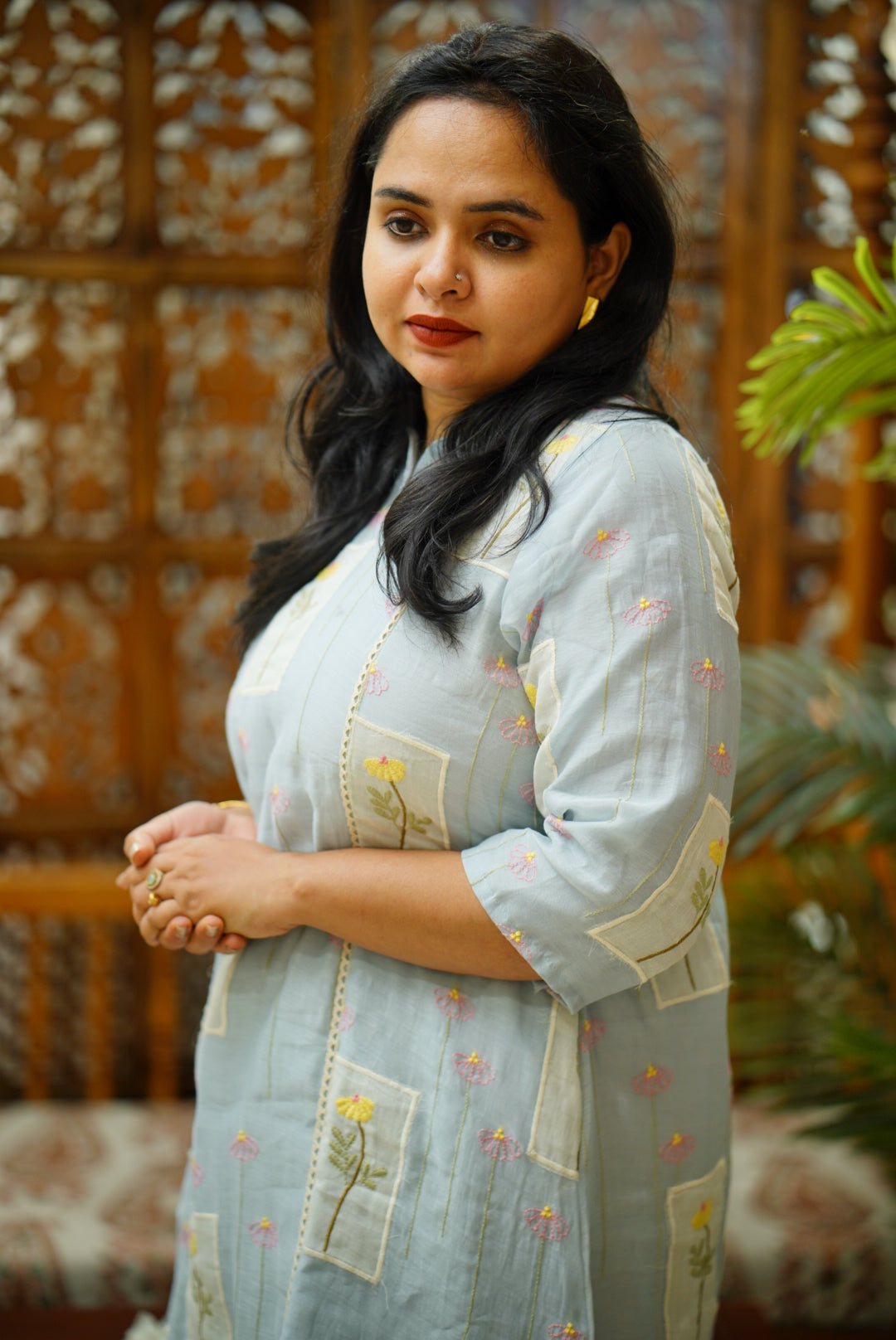 Blue Embroidery Kurti Dress