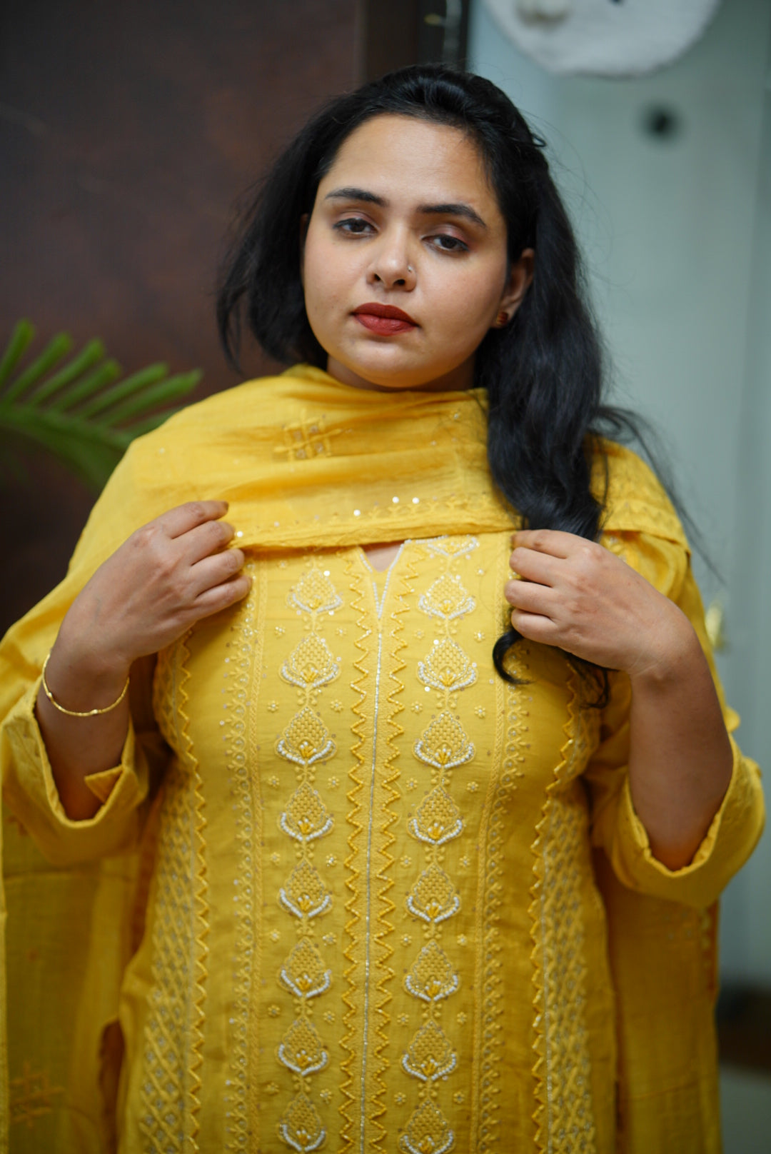 Stitched salwar set : chikankari pattern 2