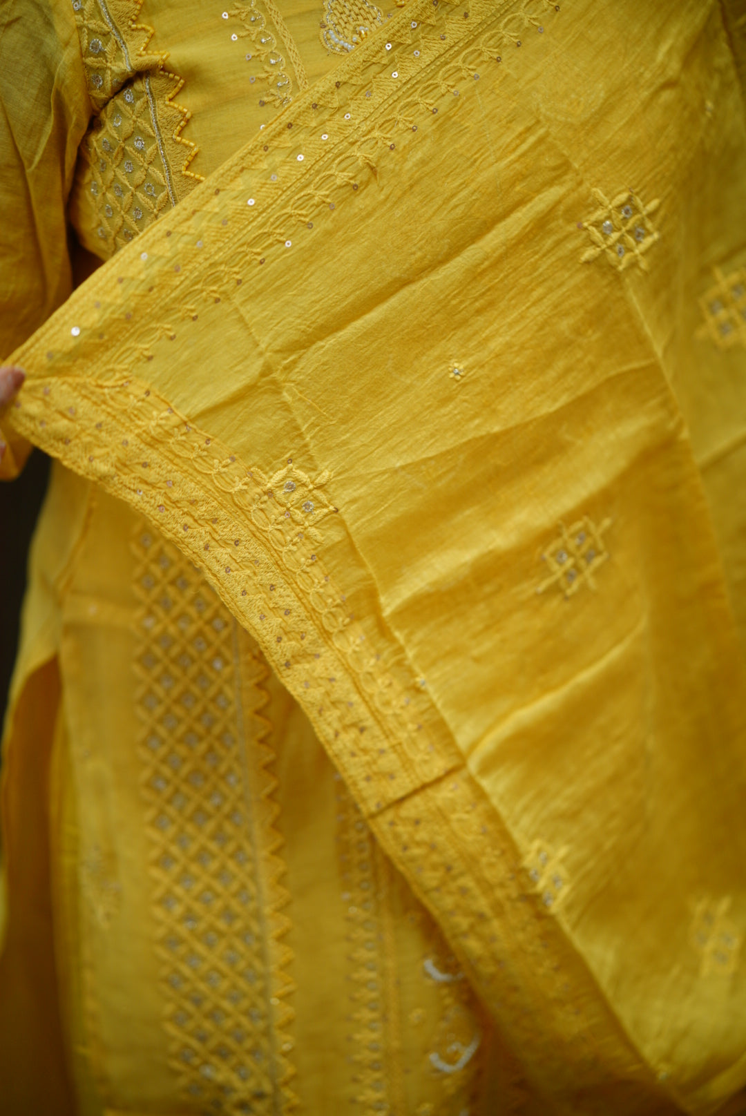 Stitched salwar set : chikankari pattern 2