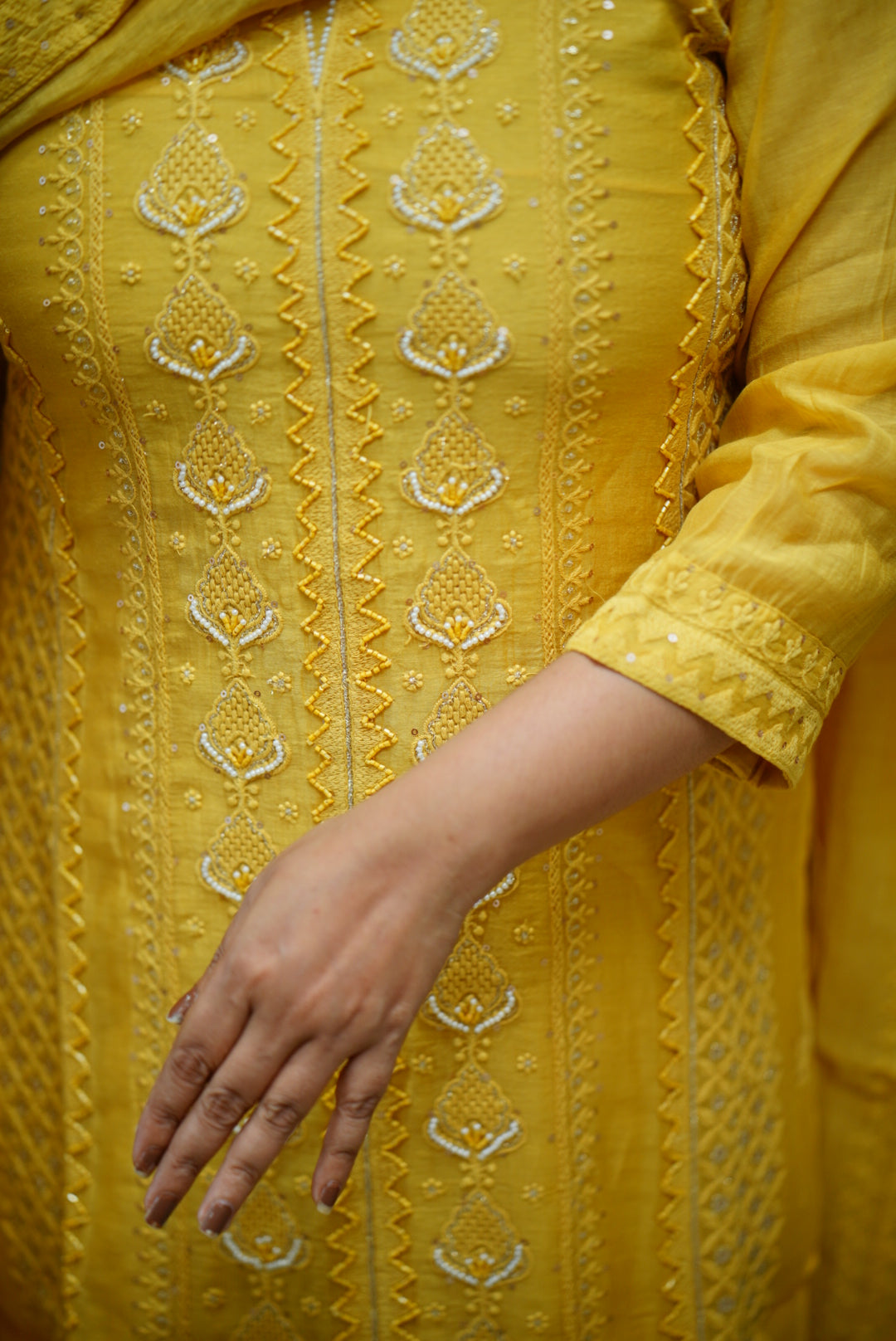 Stitched salwar set : chikankari pattern 2