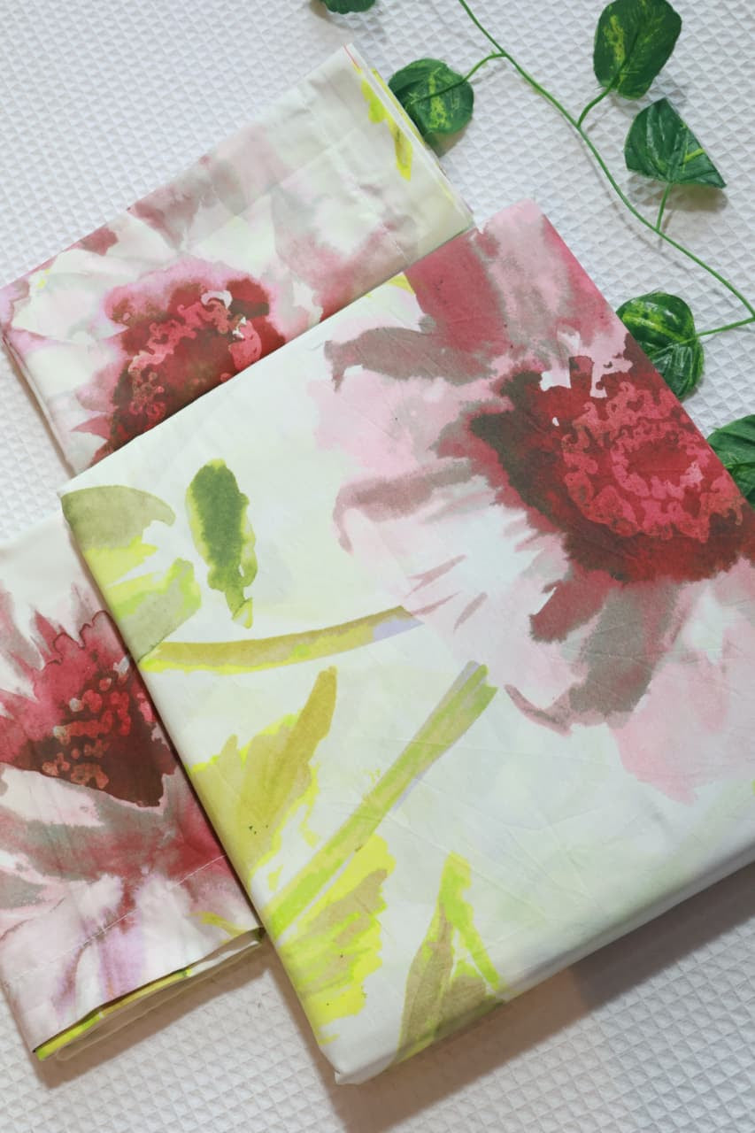 Bedsheets- Premium king floral cotton bedsheets