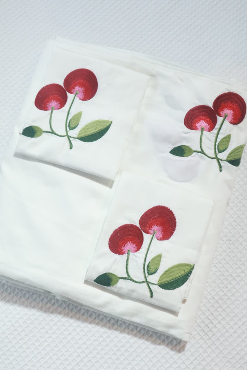 Superking Cross stitch bedsheet (pure white)