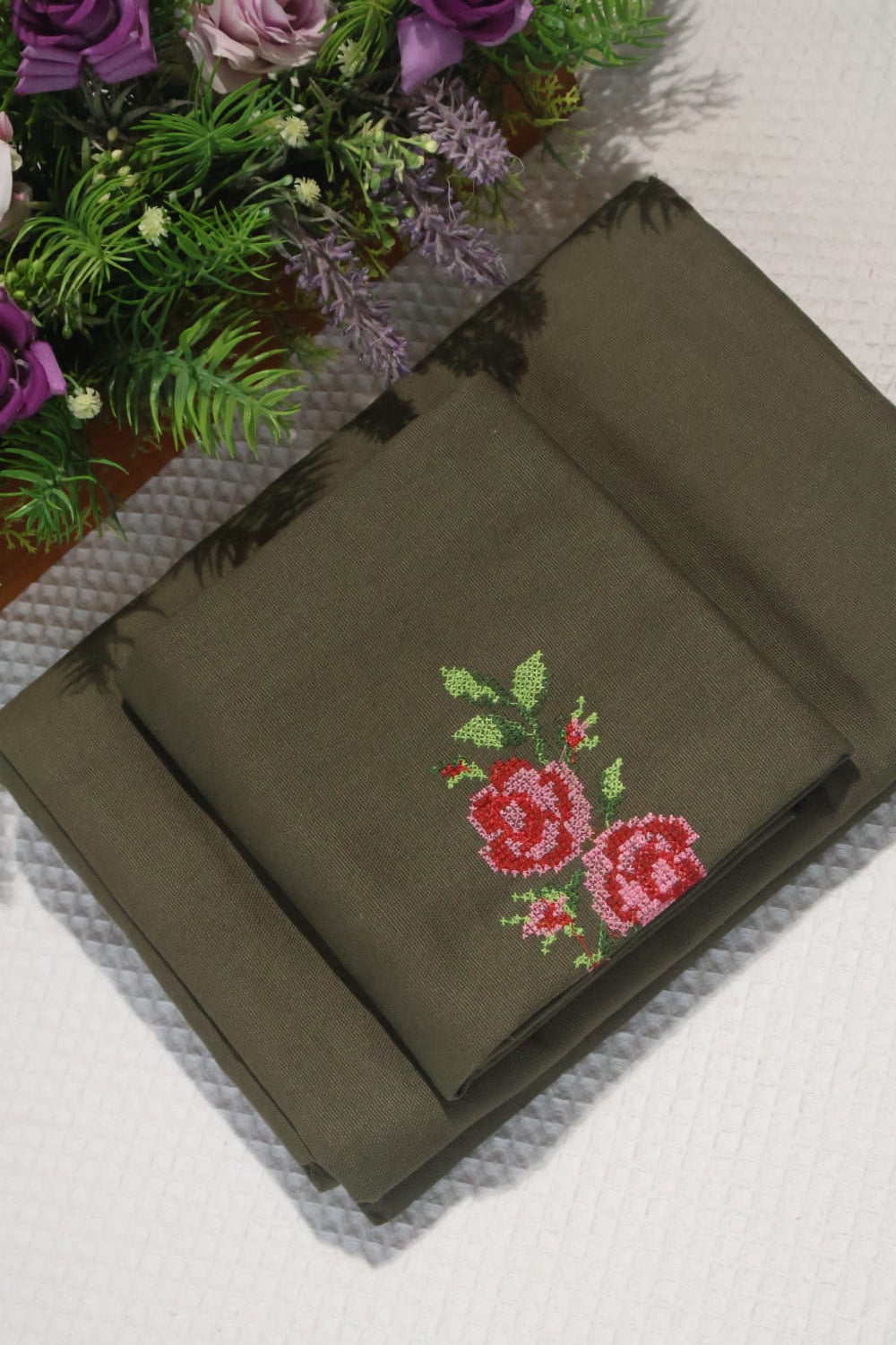 Bedsheets - Single Cross stitch embroidery bedsheets