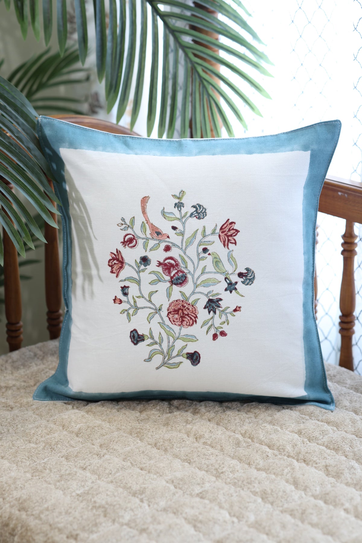 Handblock cushion cover 16×16 inches