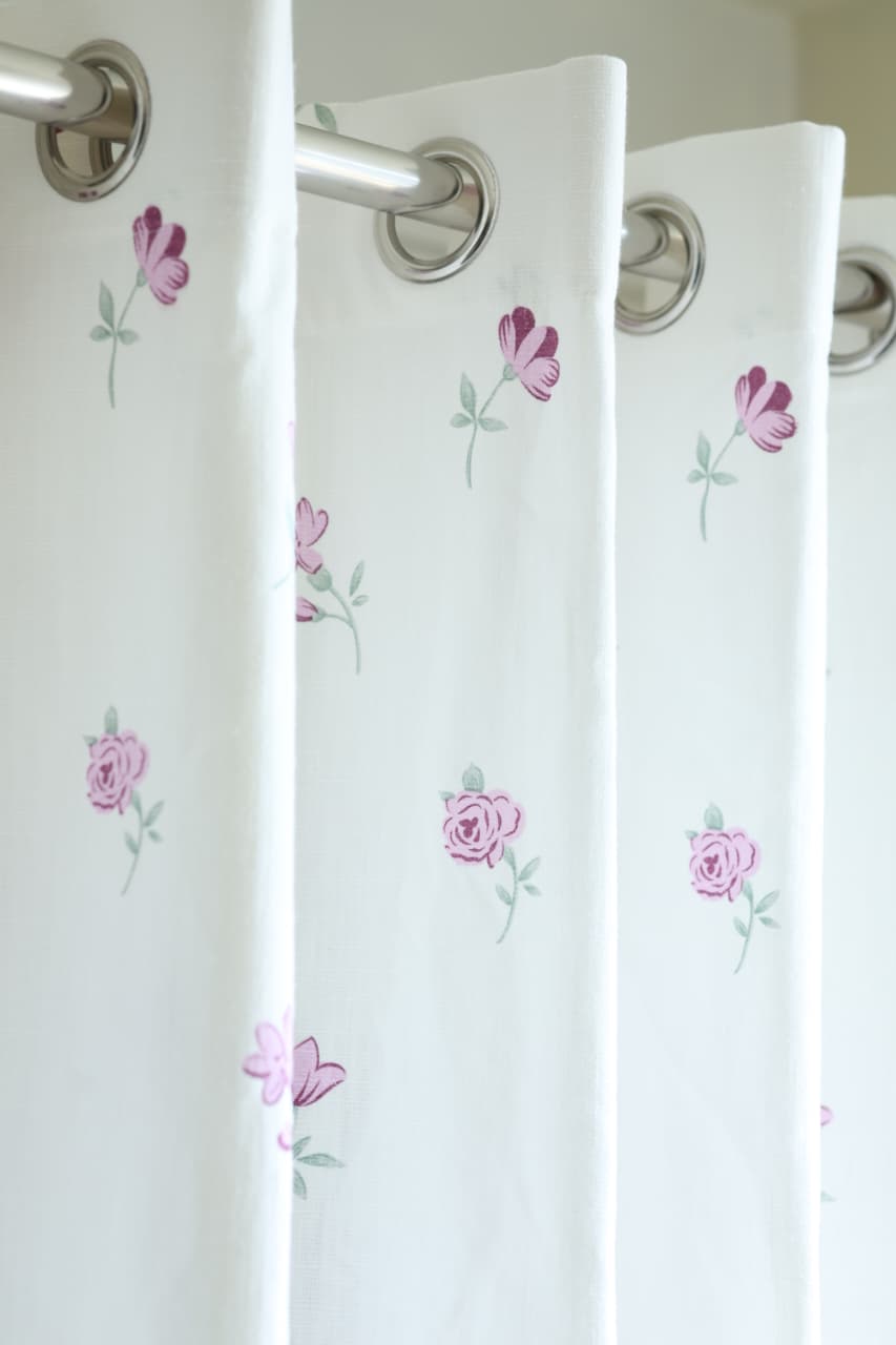 Curtains - Blush Garden Floral Opaque Curtain