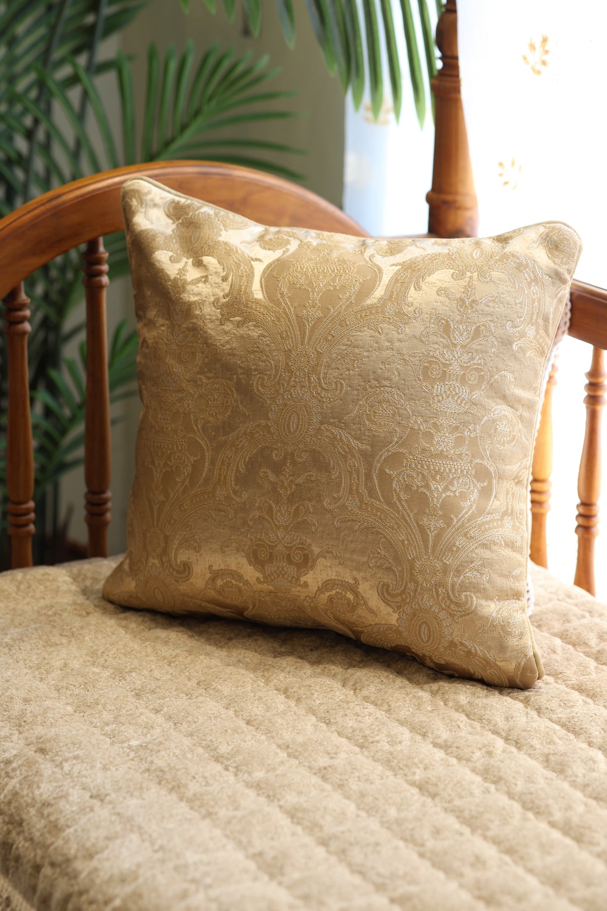 Festive Brocade Damask Cushion Cover
