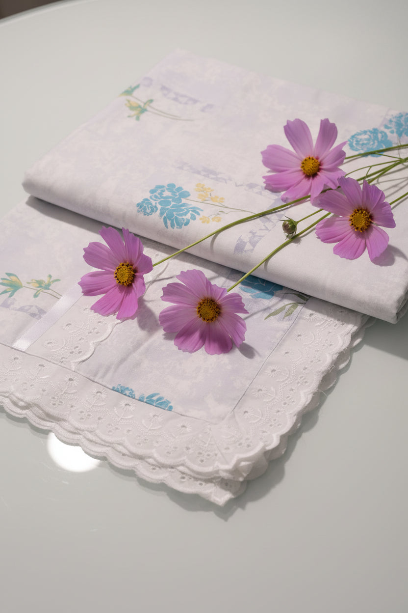 Bedsheets - Queen soft cotton lace bedsheets flora & lace