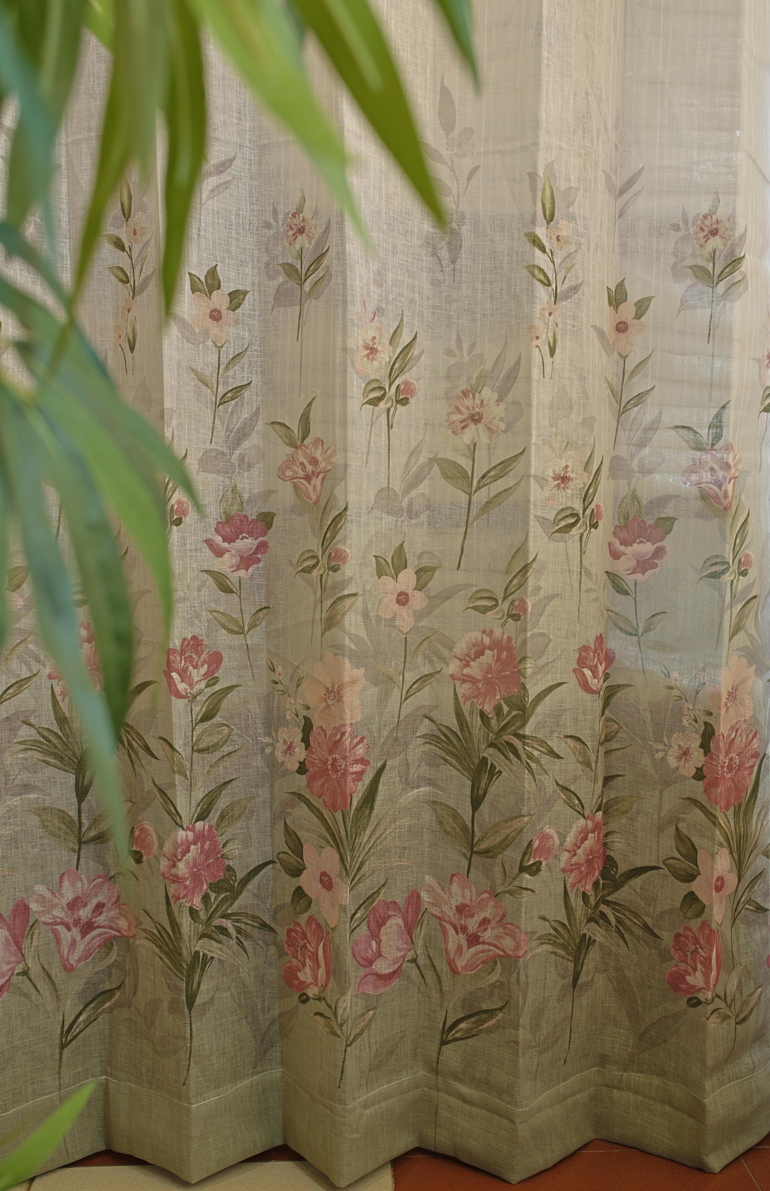 Curtains:English floral printed curtains(sheer and opaque)