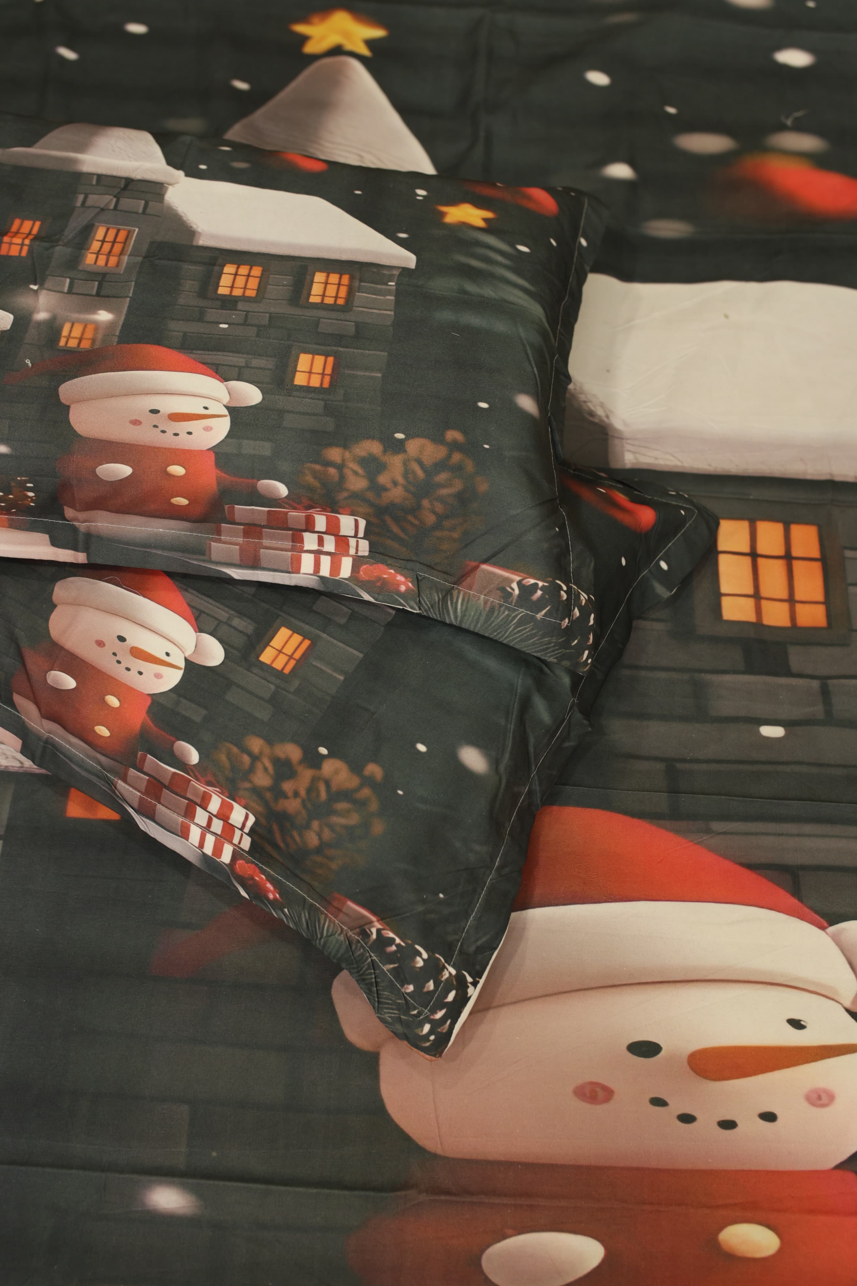 Christmas 7D Panel Print King Size Bedsheet Set - Xmas edition