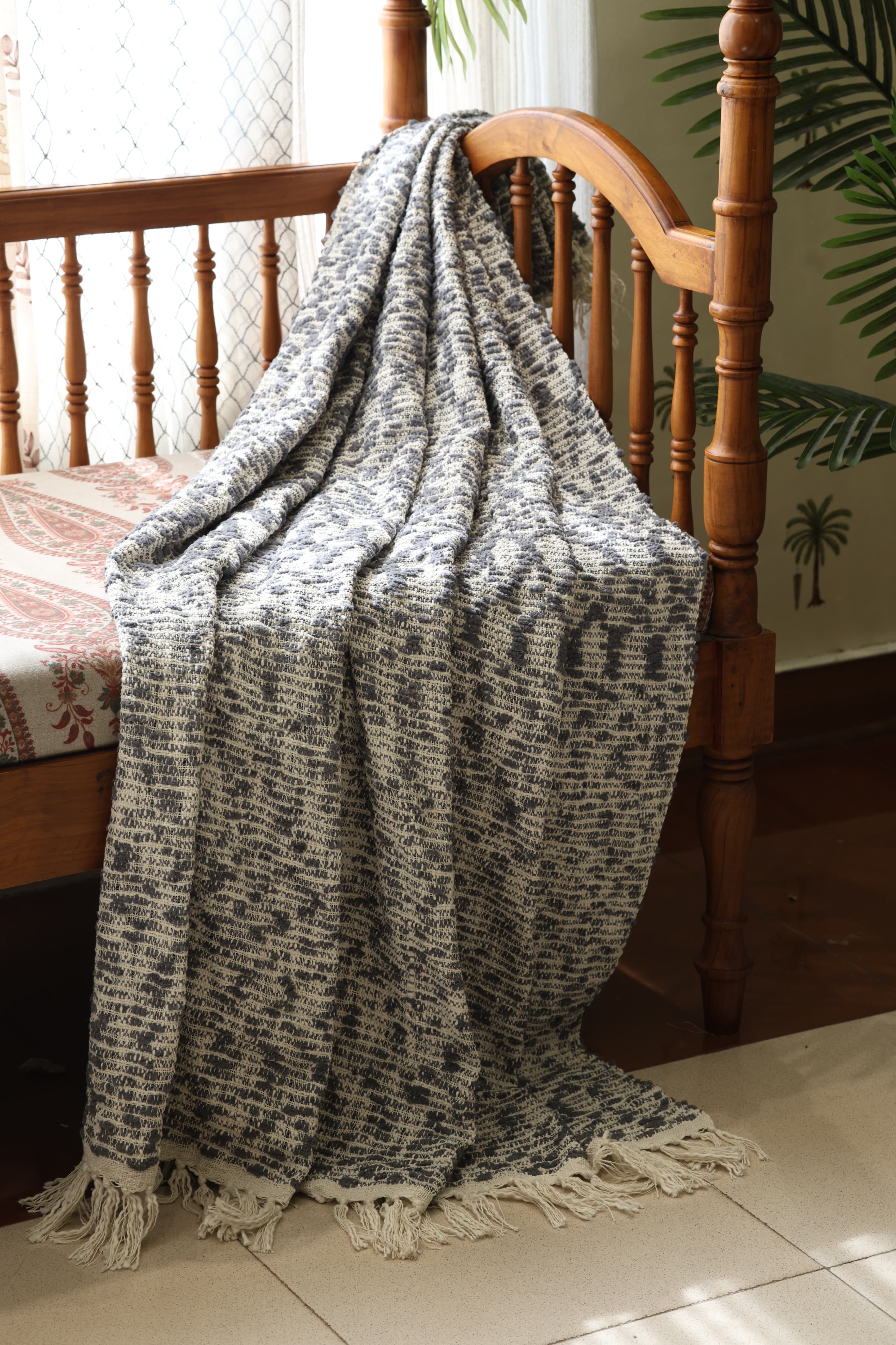 Textured Woven Cotton Sofa Throw