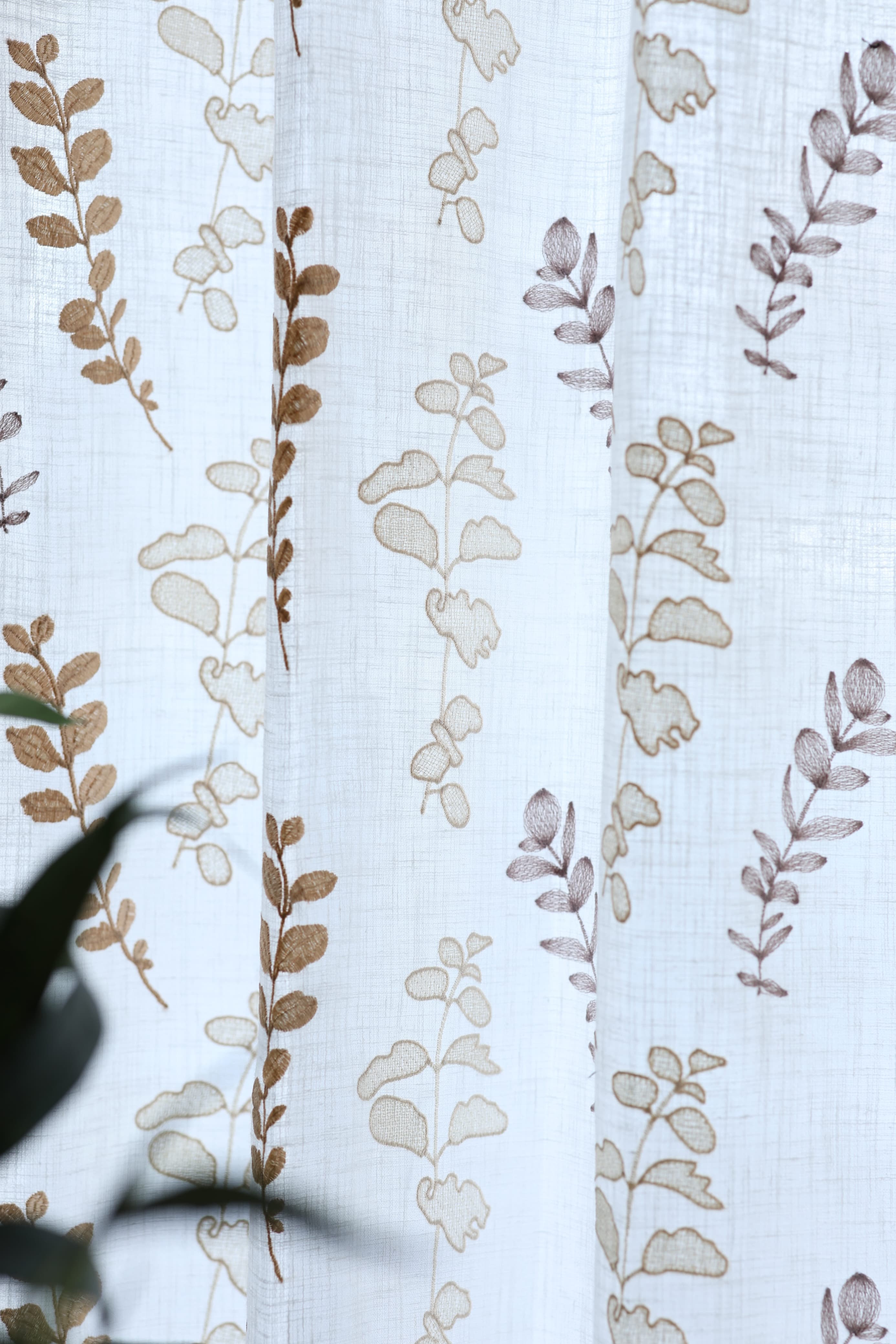 Curtains - Premium Embroidery sheer curtains cotton rainbow olivia semi transparent